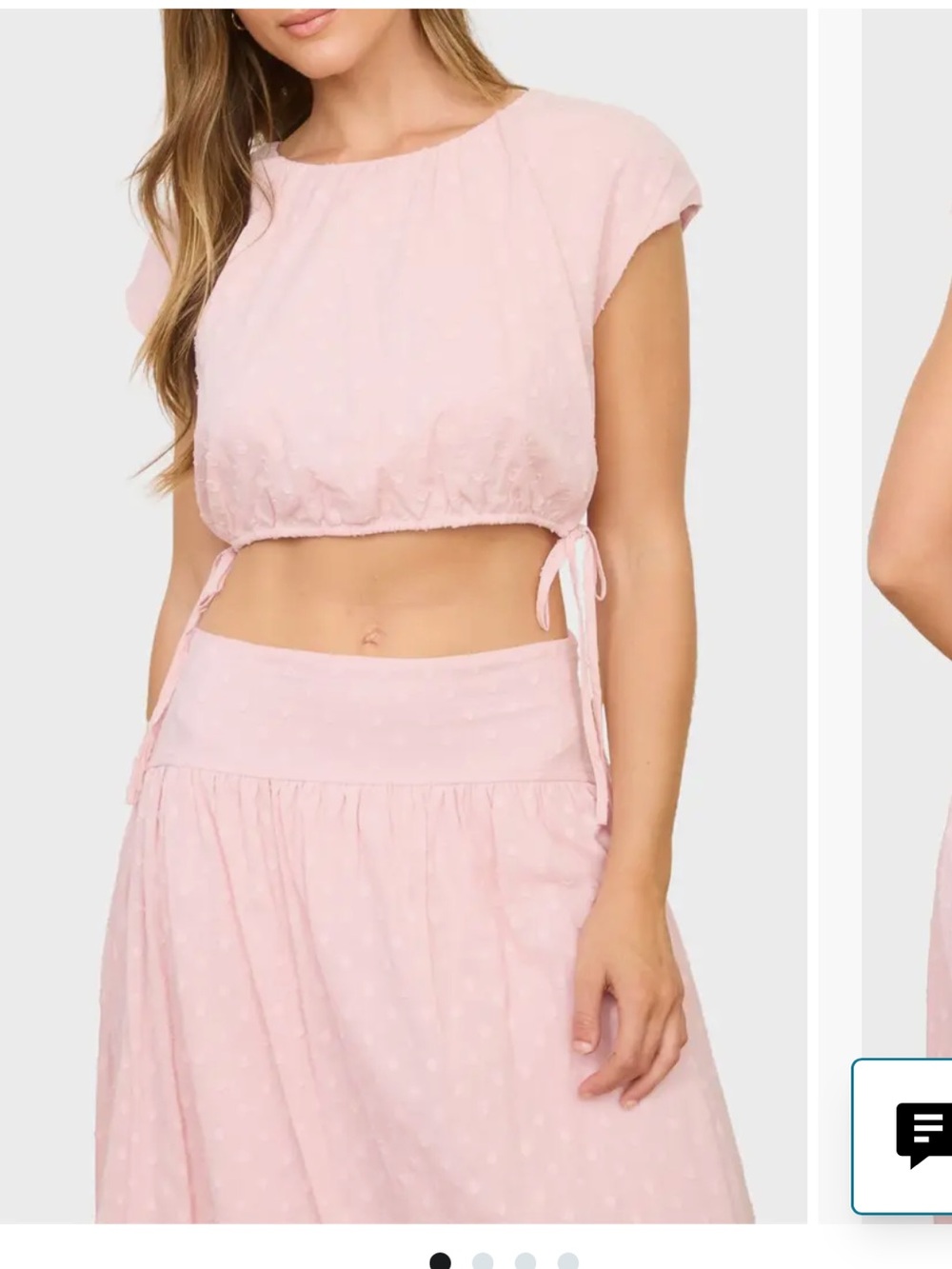Blu Pepper Light Pink Cropped Tie-Side Top -skirt Set